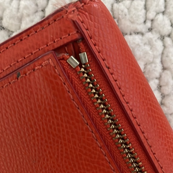 Vintage Coach New York Slim Flap Pebble Leather Wallet with Zip- 8 x 4.25-Orange - Picture 9 of 9